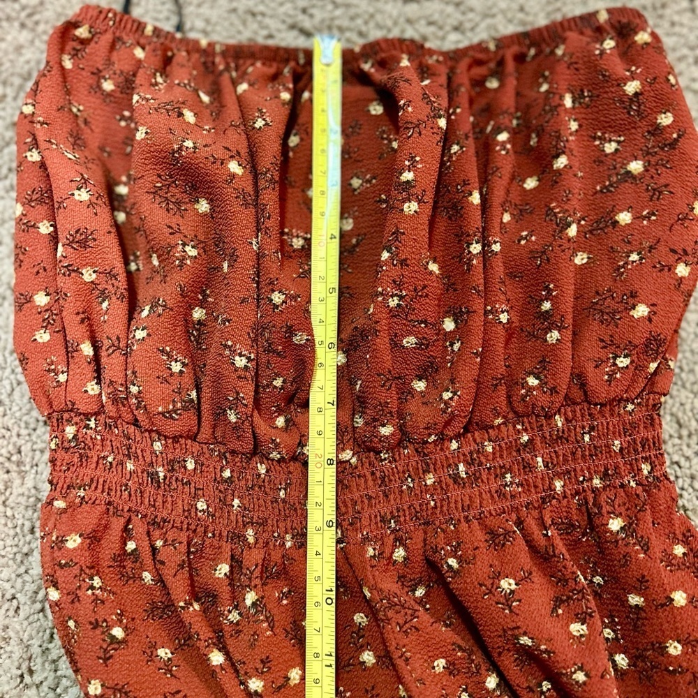 Forever 21 Rust Strapless Jumpsuit with Floral Pattern Size Small NWOT - Picture 8 of 8